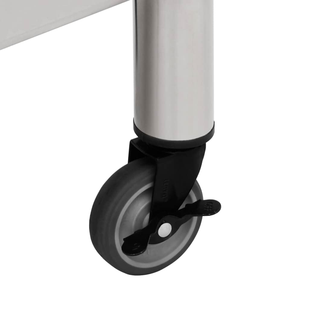 vidaXL Arbeitstisch Rollen Edelstahltisch 100x60x85 cm Silber