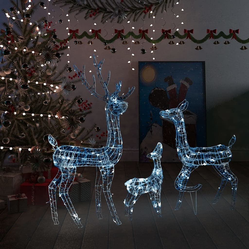 vidaXL LED Rentier Familie Weihnachtsdeko kaltweiß 300 LEDs Acryl