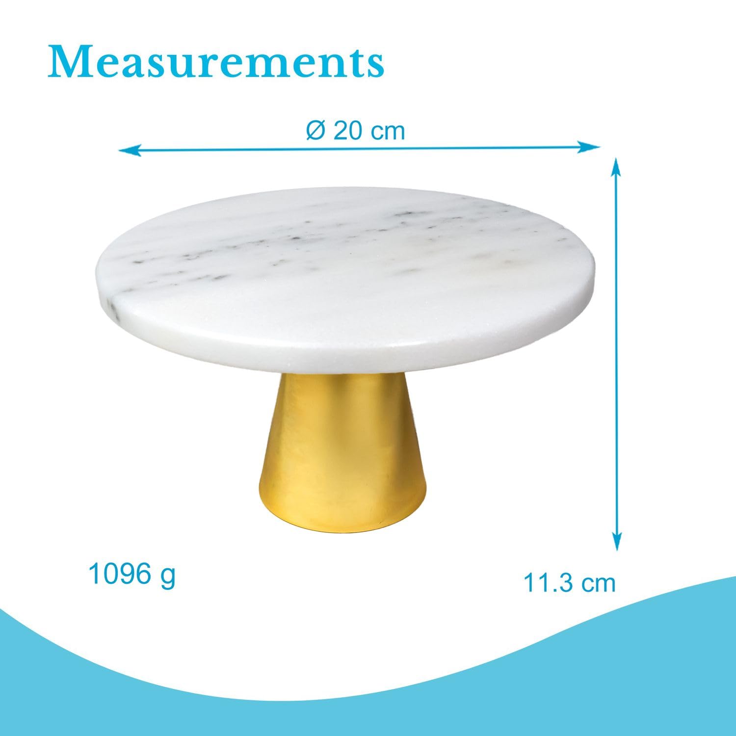 Intirilife Kuchenplatte Tortenständer Marmor Gold 20 cm