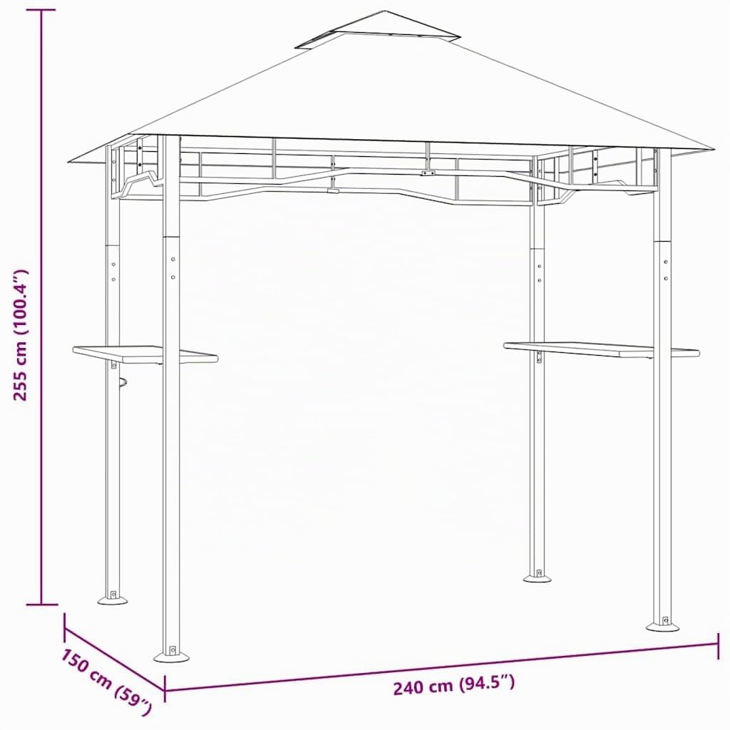 vidaXL Heim & Garten BBQ Pavillon 240x150x255cm Anthrazit Stahl