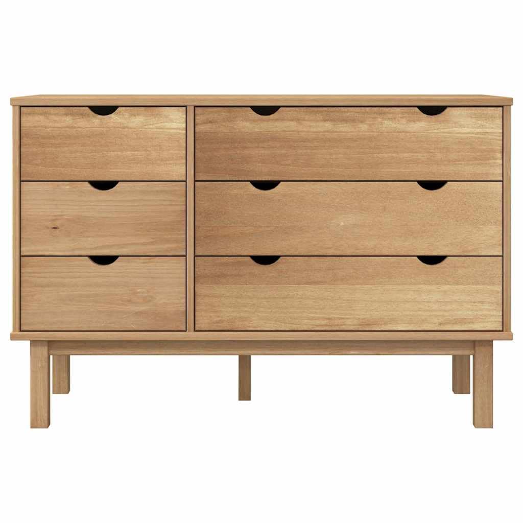 vidaXL Möbel OTTA Schubladenkommode Massivholz braun 111cm