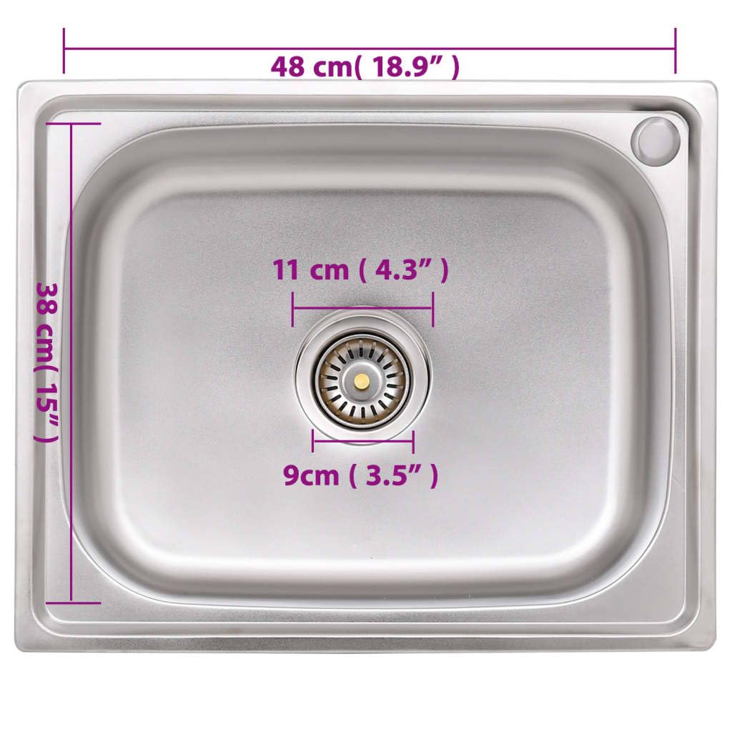 vidaXL Sportartikel Camping Spüle Edelstahl 55x45x18 cm silbern