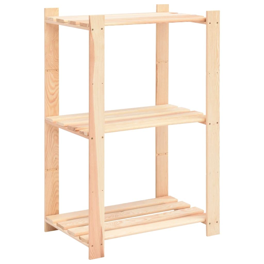 vidaXL Kiefer Massiv Lagerregal Holzregal 3 Böden 1 Stück 150 kg