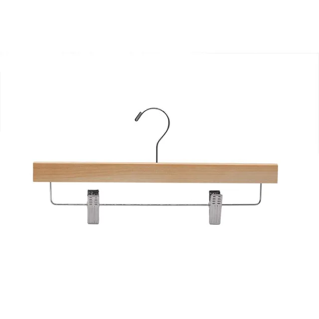 Serenelife Hosenbügel Holz 10er Natur mit Clips rutschfest