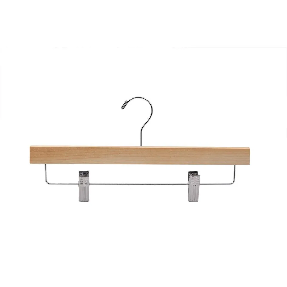 Serenelife Hosenbügel Holz 10er Natur mit Clips rutschfest