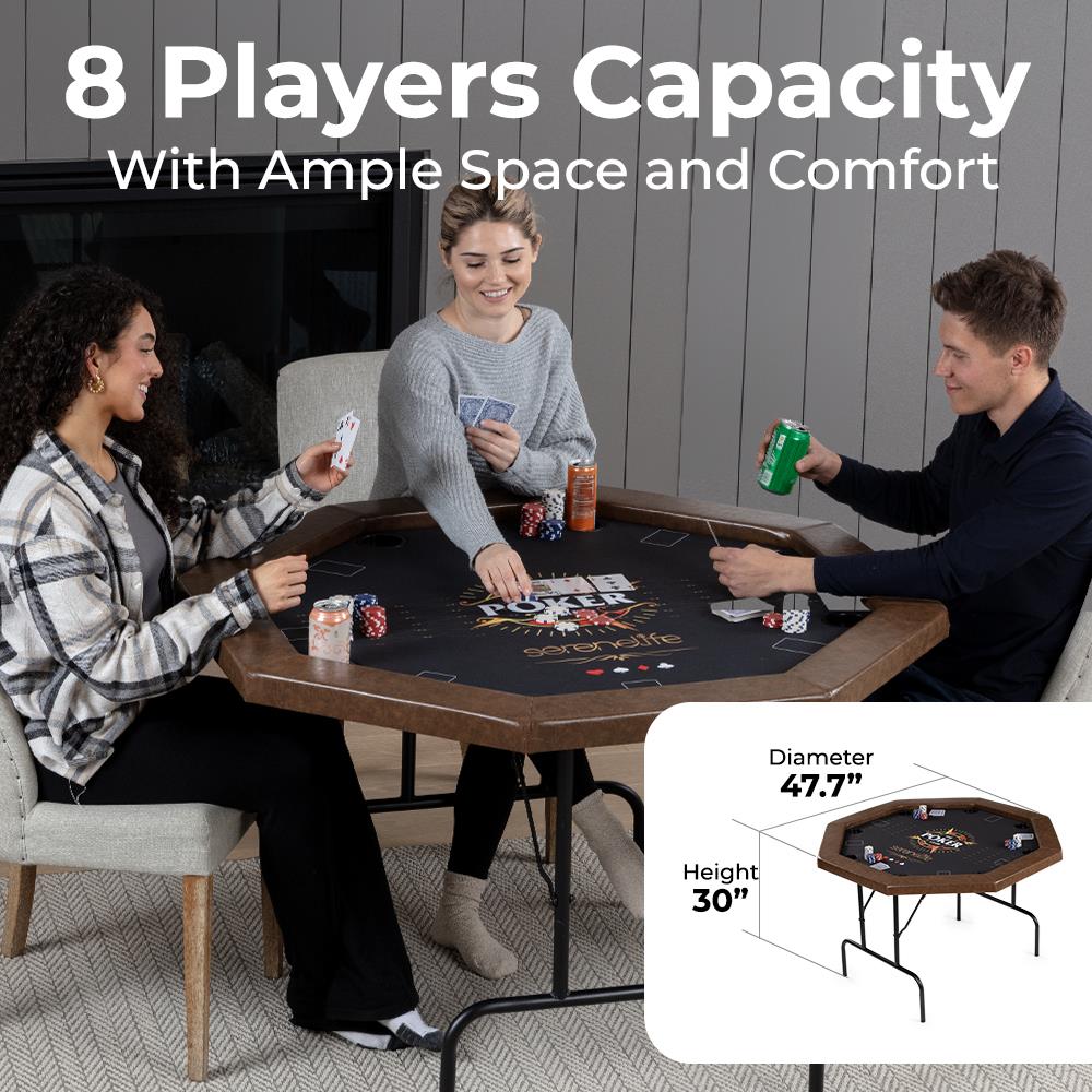 Serenelife Pokertisch Klappbar 8 Spieler Achteckig Schwarz