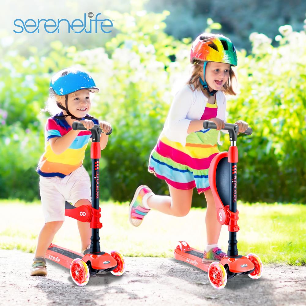 Serenelife Scooters Kinderroller 3-Rad mit Sitz LED
