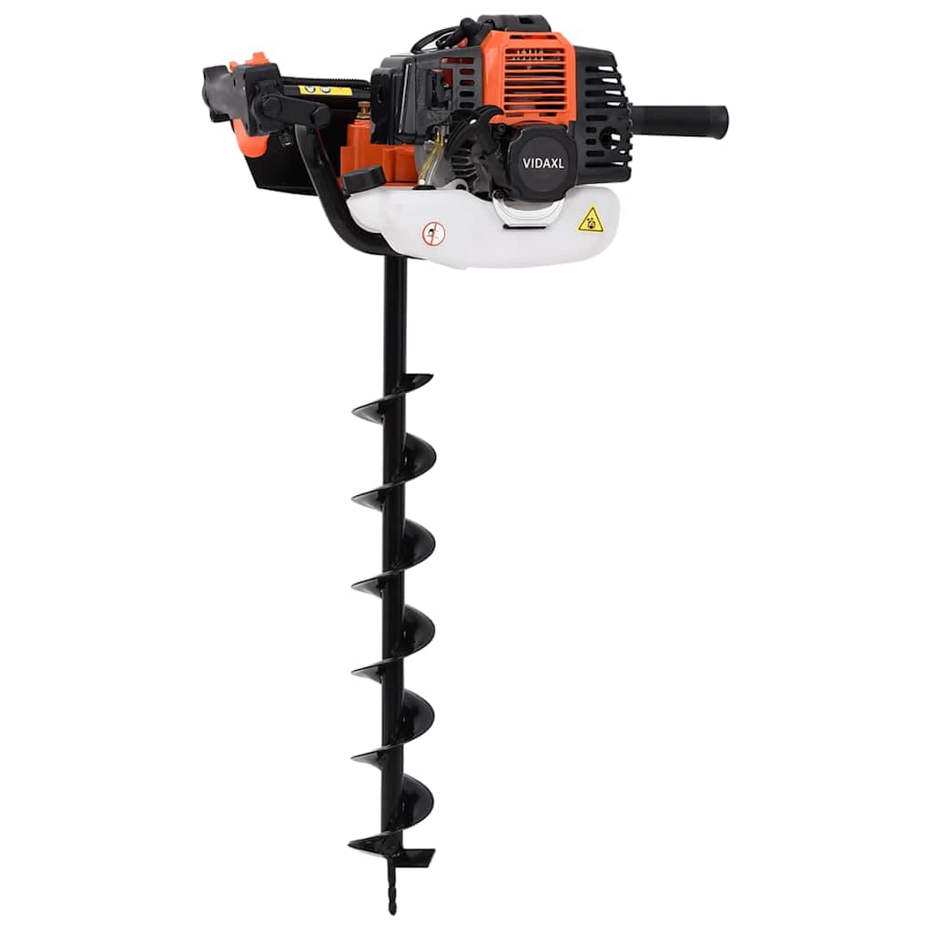 vidaXL Erdbohrer Orange Benzin 52 cm³ mit 3 Bohrern