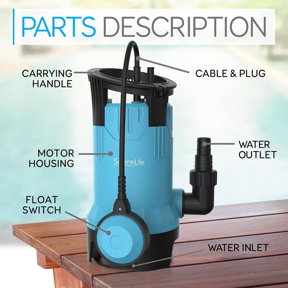 Serenelife SLBSMPMP100 Tauchpumpe 12500 l/h blau