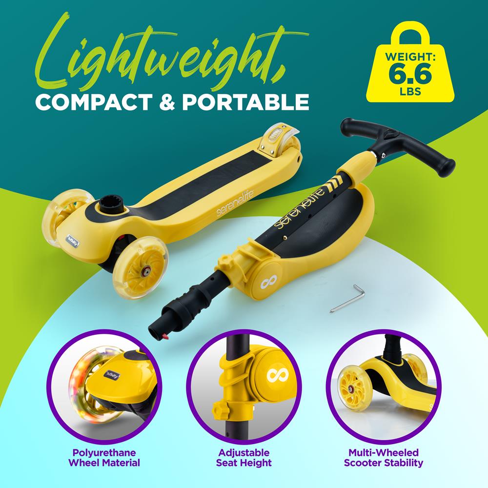 Serenelife Scooters Kinderroller 3-Räder Sitz LED