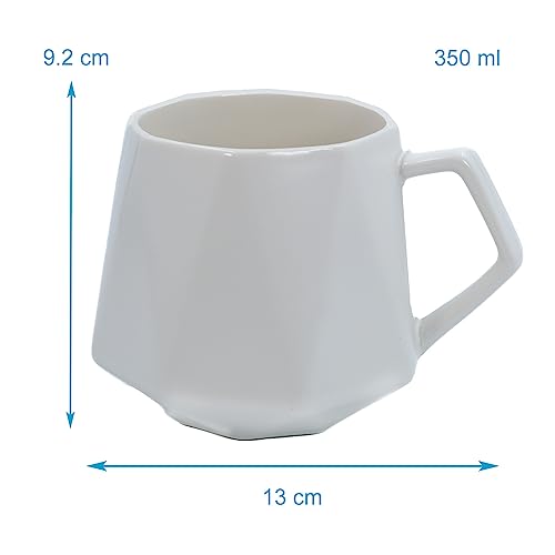 Intirilife Kaffeetasse Feinschliff Weiß 350 ml Becher mit Henkel