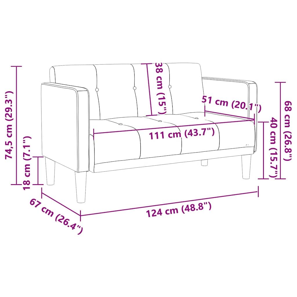 vidaXL Möbel Zweisitzer-Sofa Hellgrau 111 cm Stoff