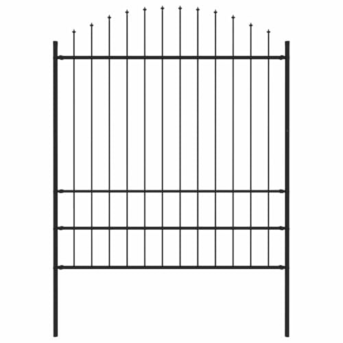 vidaXL Gartenzaun Stahl Schwarz 1,7 m Speerspitzen