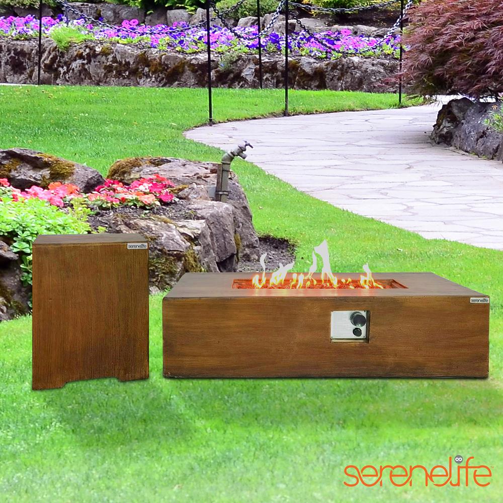 Serenelife Fire Pit Gas Feuertisch 50000BTU wetterfest mit Lavastein