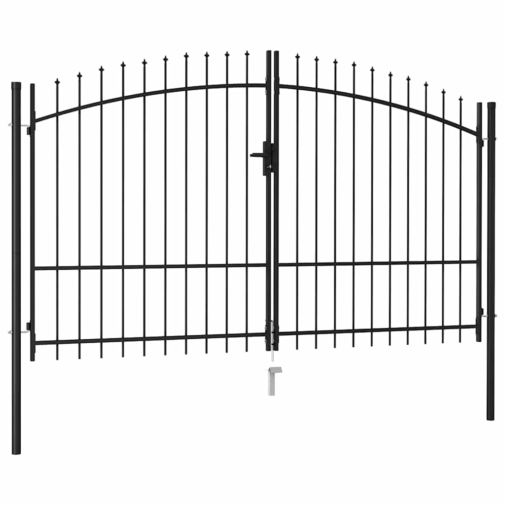 vidaXL Zauntor Stahl Schwarz 299,5x125cm Doppelflügel Tor
