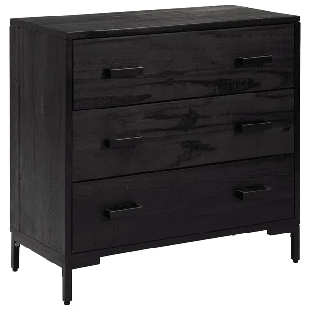 vidaXL Kommode Schwarz 75x35x70 cm Kiefer Massivholz