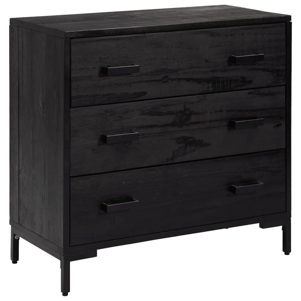 vidaXL Kommode Schwarz 75x35x70 cm Kiefer Massivholz