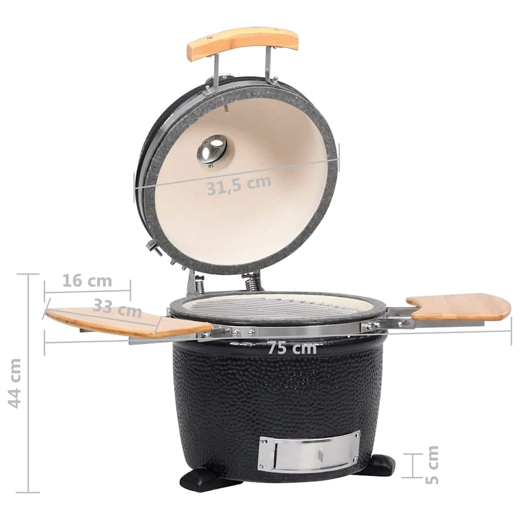 vidaXL Kamado Grill Keramik 44 cm Holzkohle Schwarz