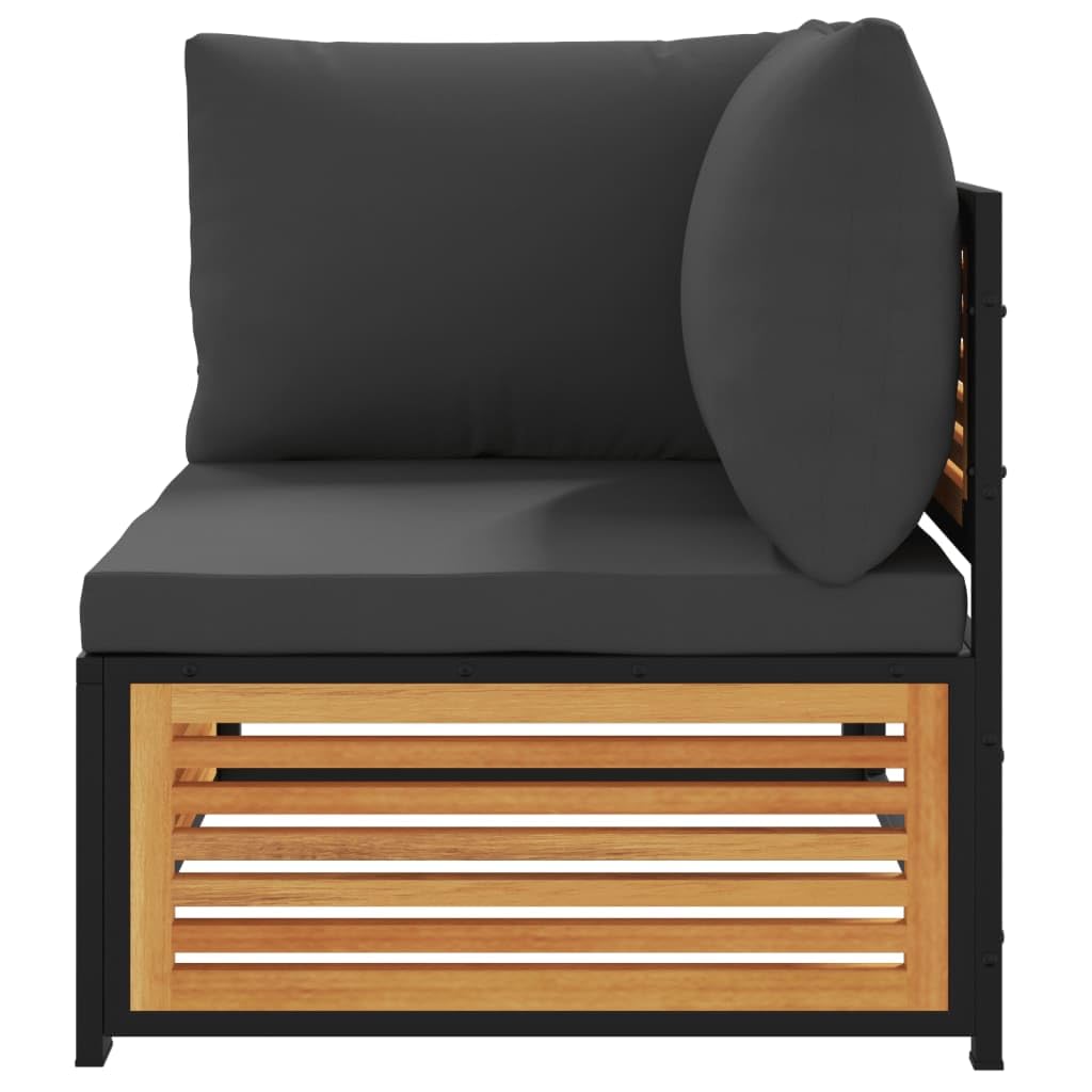 vidaXL Garten-Ecksofa Anthrazit Akazie mit Kissen modular