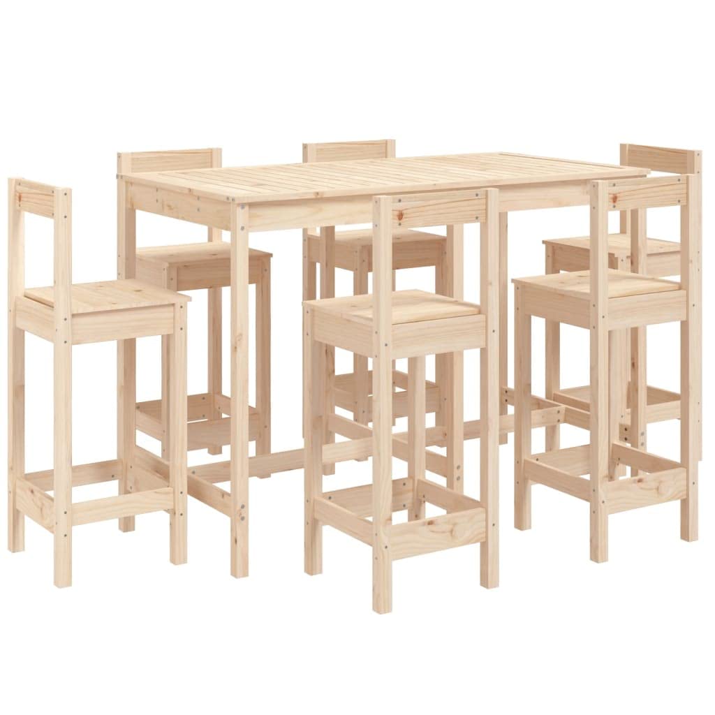 vidaXL 7-tlg. Gartenbar-Set Bartisch Kiefer mit Lehne