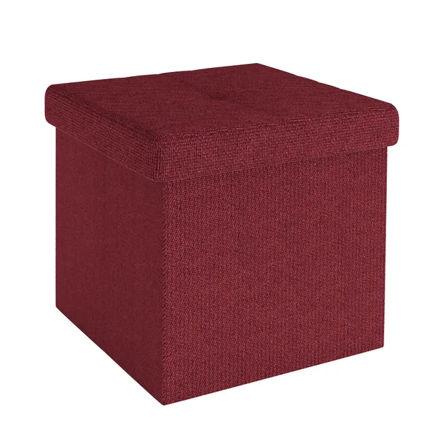 Intirilife Sitzhocker 30x30x30 Granat Rot mit Stauraum