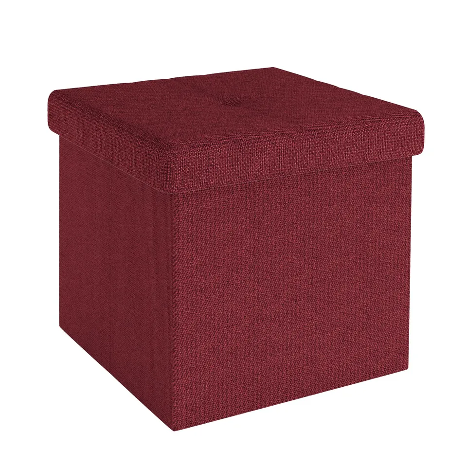 Intirilife Sitzhocker 30x30x30 Granat Rot mit Stauraum