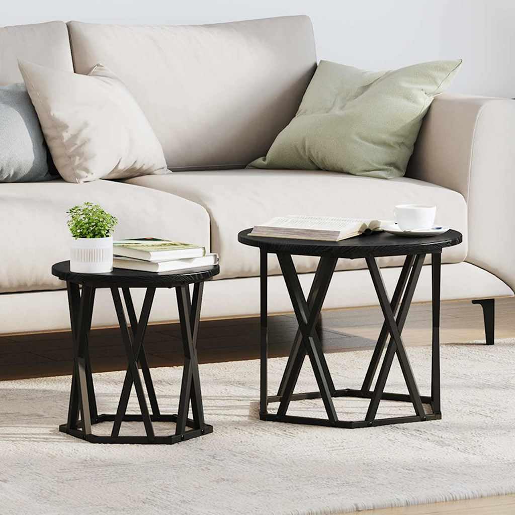 vidaXL Möbel Beistelltisch 2 Stk Schwarze Eiche 50cm