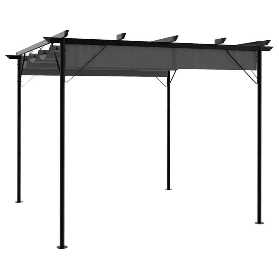 vidaXL Pergola Pavillon 3x3m Anthrazit Stahl Ausziehbares Dach