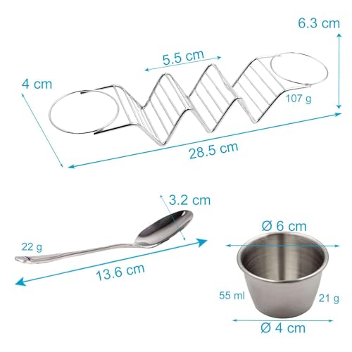 Intirilife Taco Halter Edelstahl für 3 Tacos mit Dipschalen