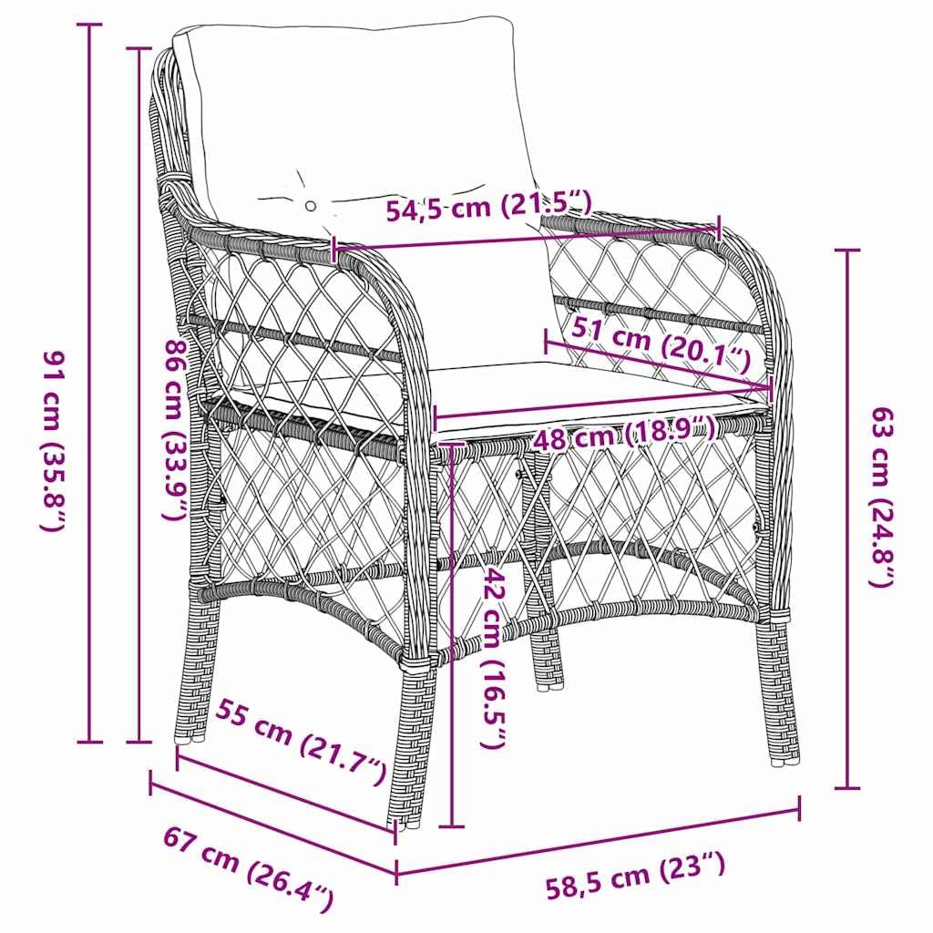 vidaXL Garten Essgruppe Schwarz Poly-Rattan 7 Stk. 6-Sitzer