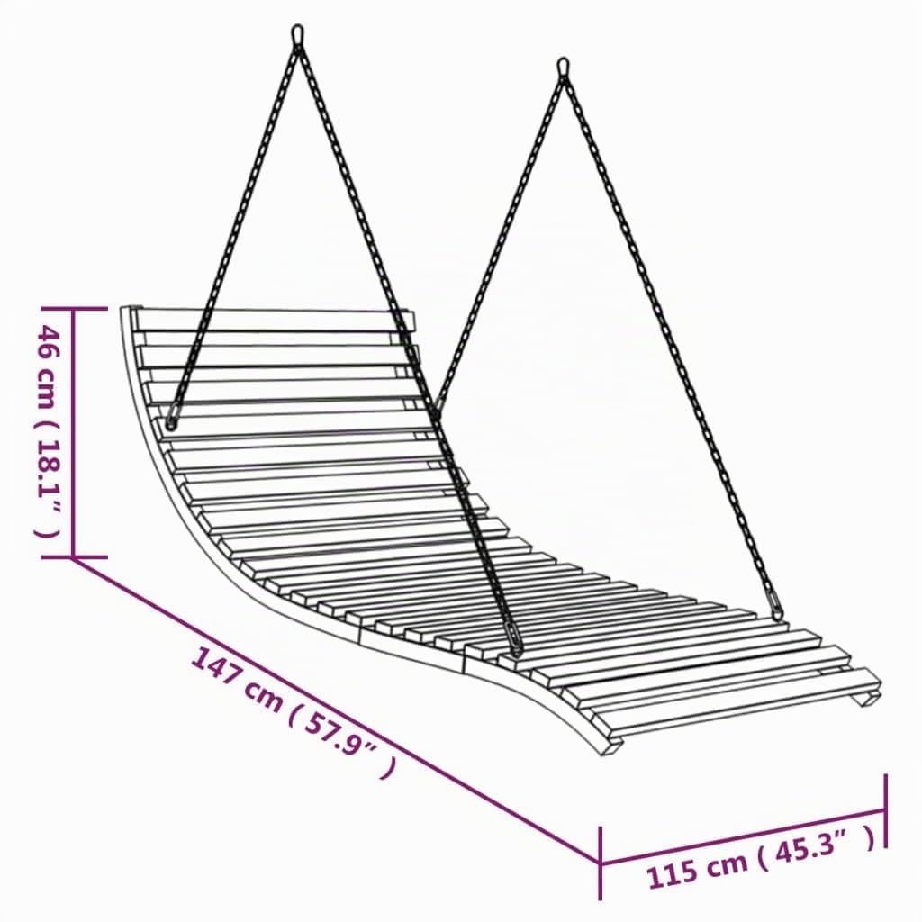 vidaXL Bugholz Bett-Schaukel Hängeliege Teak 115x147cm