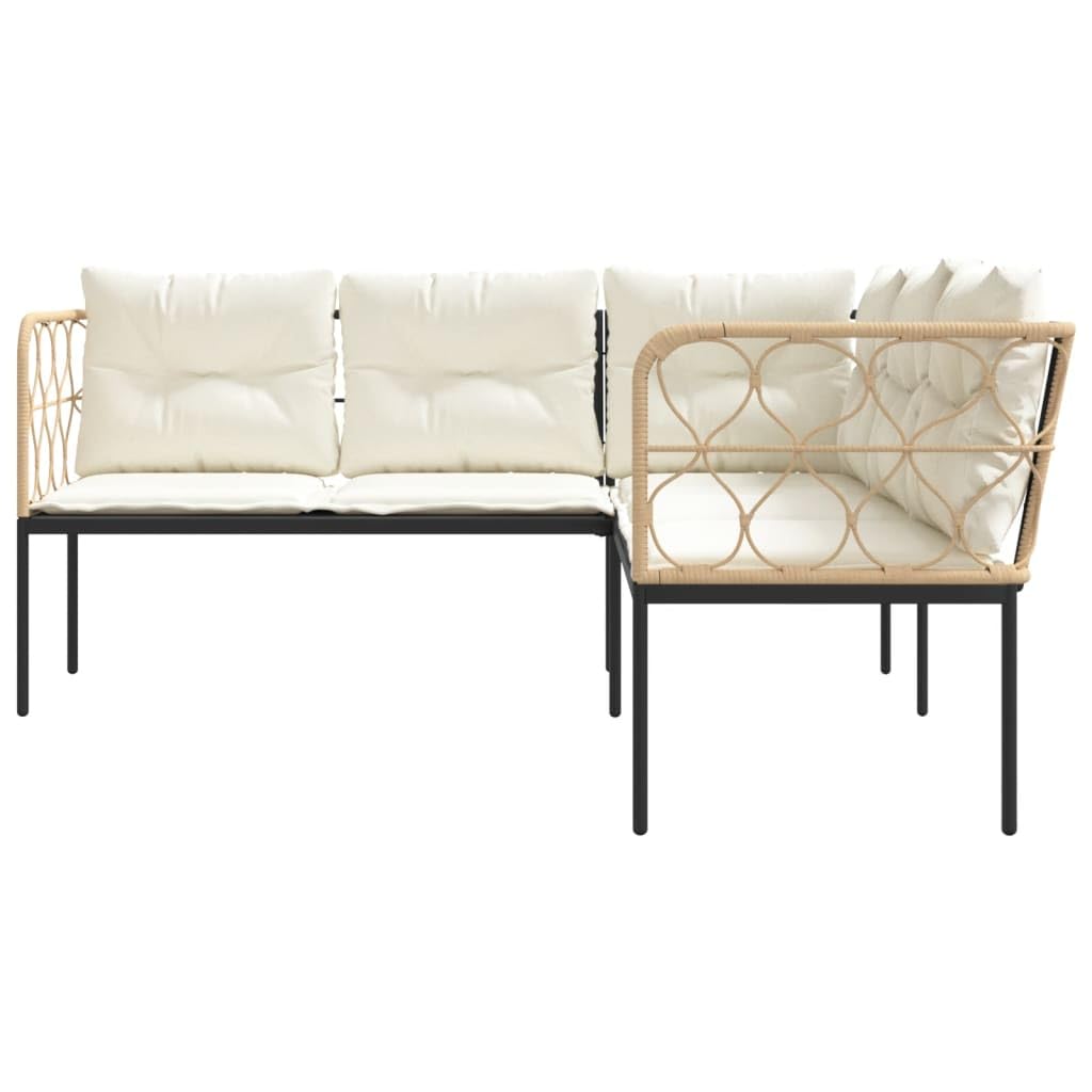 vidaXL Heim & Garten Gartensofa L-Form weiß Textilene mit Kissen