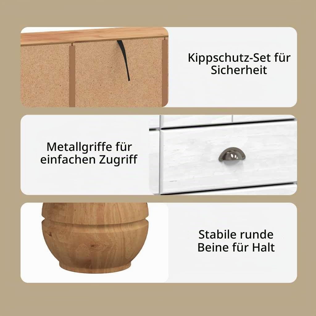 vidaXL Möbel Schubladenkommode ASKIM Weiß Kiefer