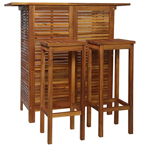 vidaXL Bartisch Set 3-tlg Akazienholz 110x50x105 cm Ölfinish