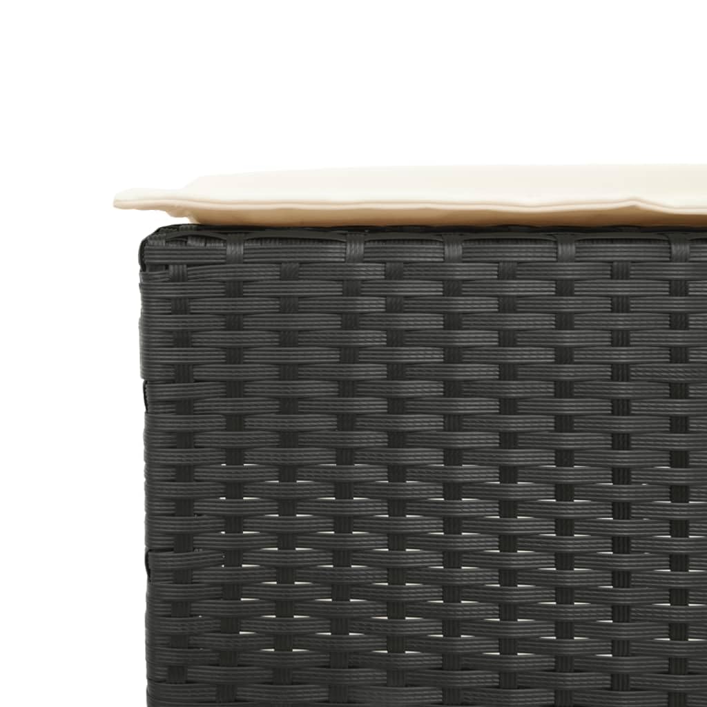 vidaXL Gartenbar-Set 3-tlg Schwarz Poly Rattan mit Kissen