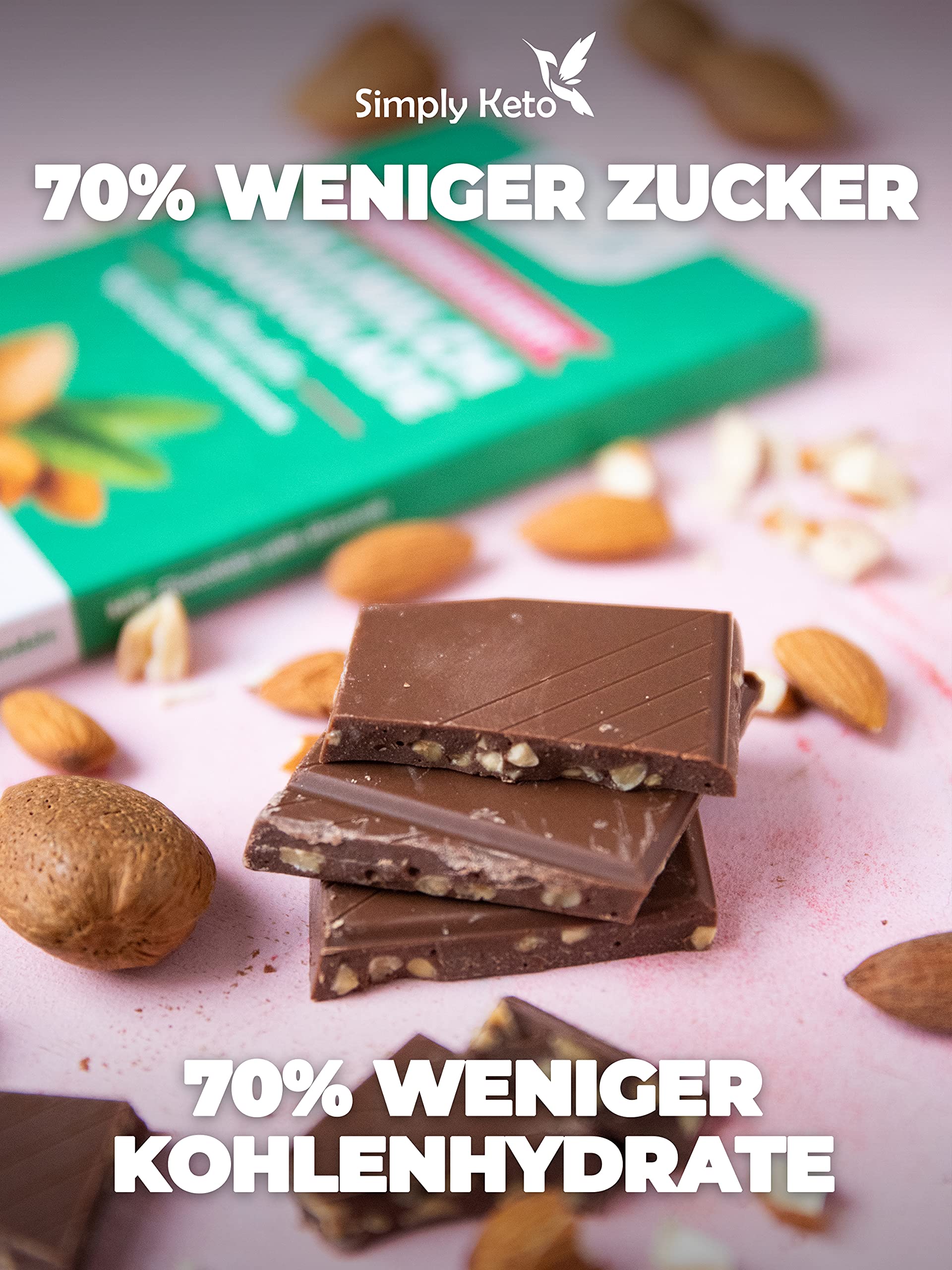 Simply Keto Süße Snacks Schokolade Mandel 40% Kakao