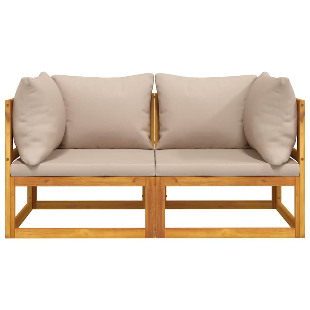 vidaXL Heim & Garten Modular Ecksofa 2Stk Taupe Akazie