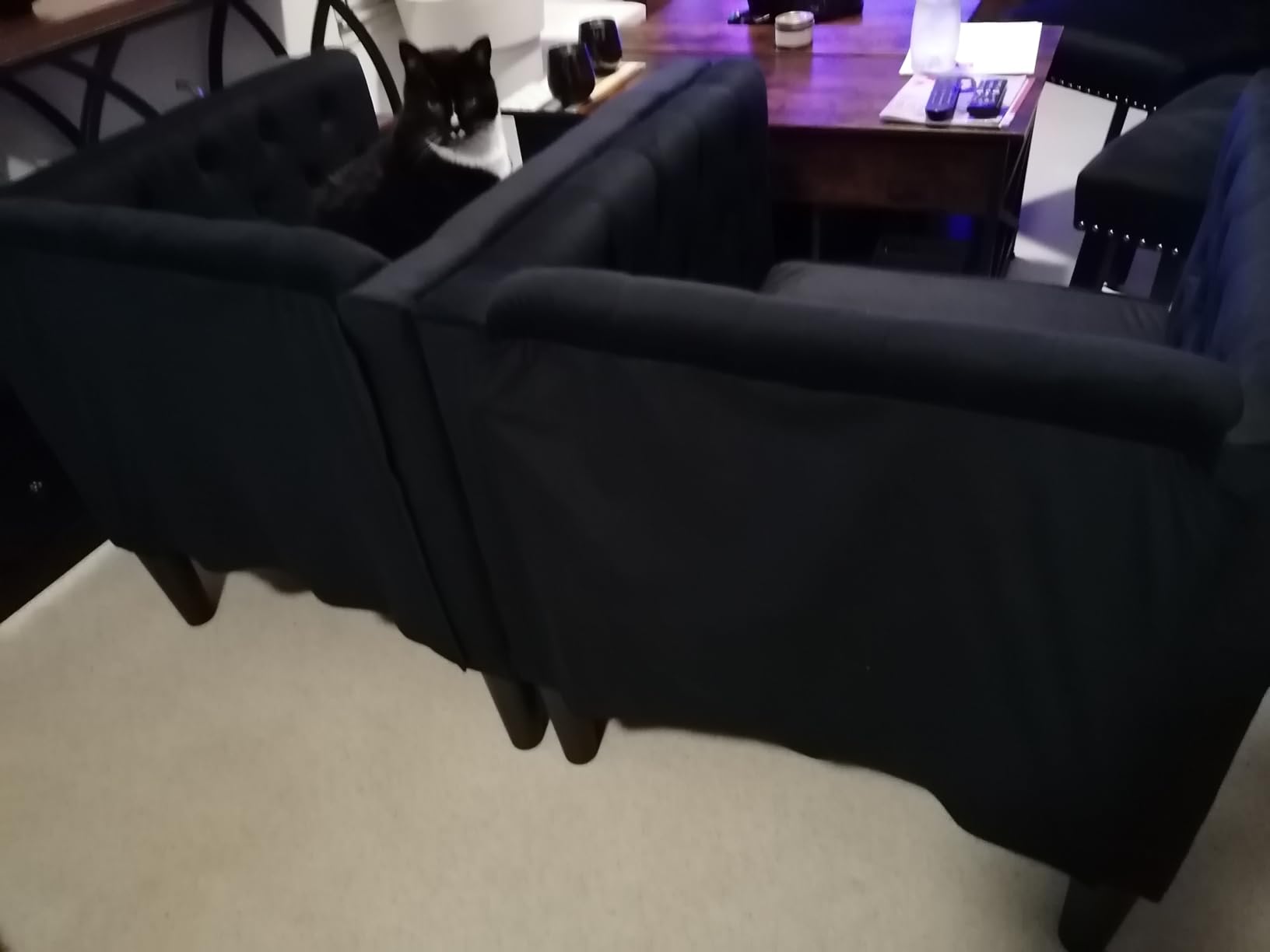 vidaXL Chesterfield-Sessel Samt Sessel Dunkelgrau Knopftuft