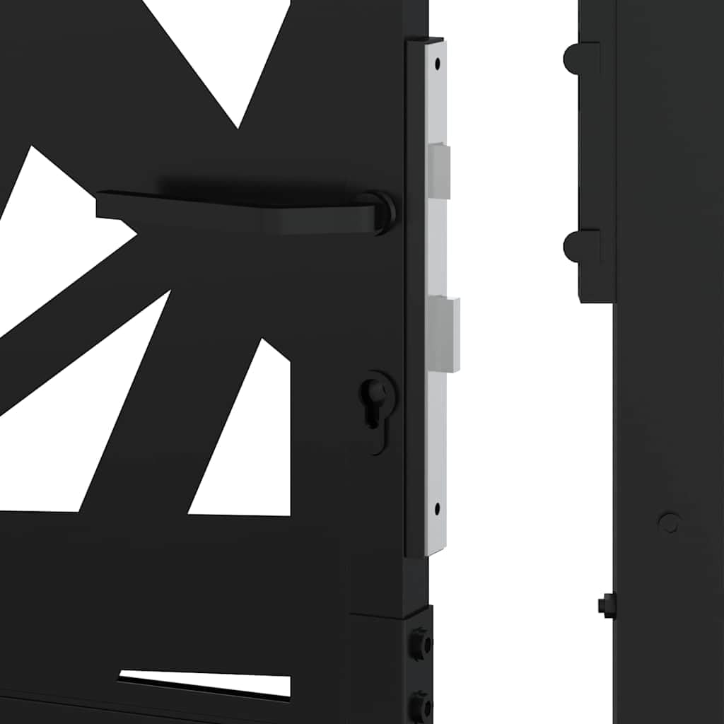 vidaXL Gartentor Schwarz 100x175 cm Stahl abschließbar