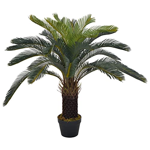 vidaXL Cycas-Palme Kunstpflanze Grün 90 cm mit Topf