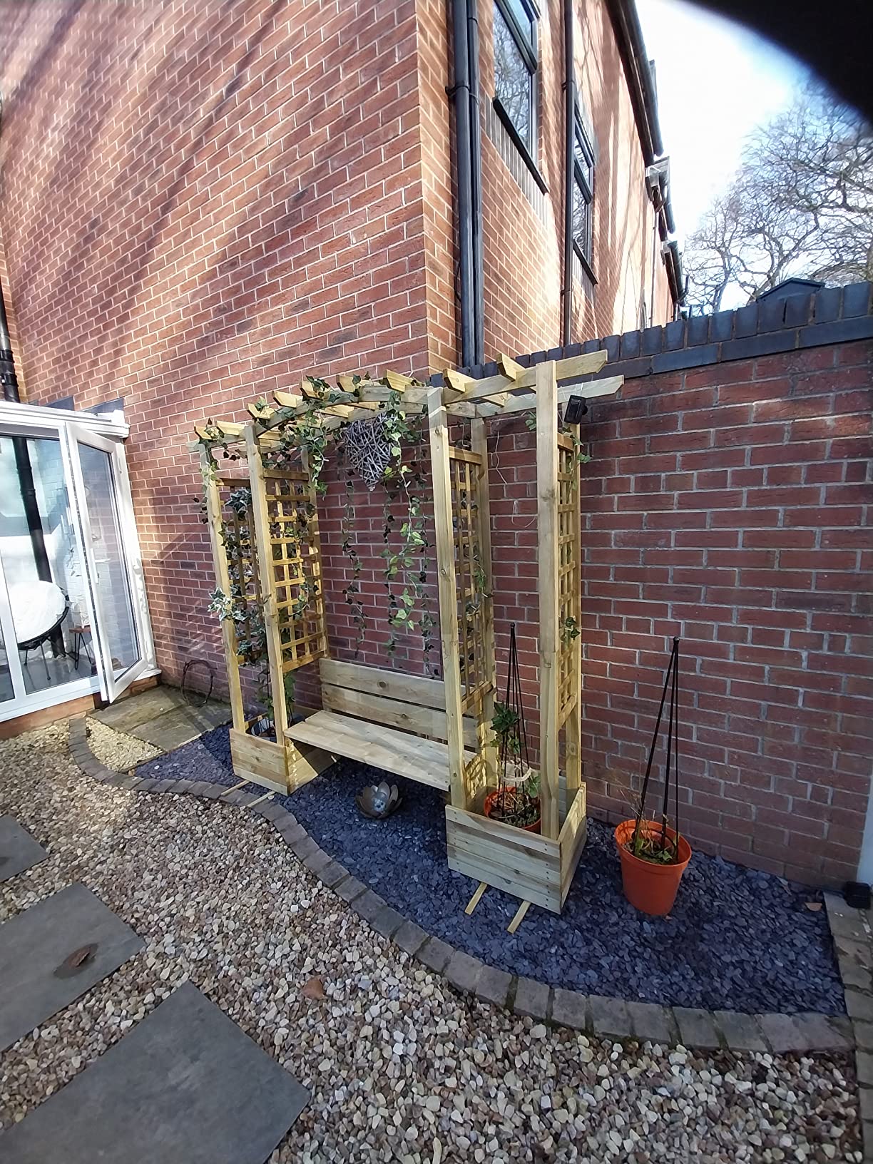 vidaXL Garten Pergola mit Bank Kiefernholz Rankgitter