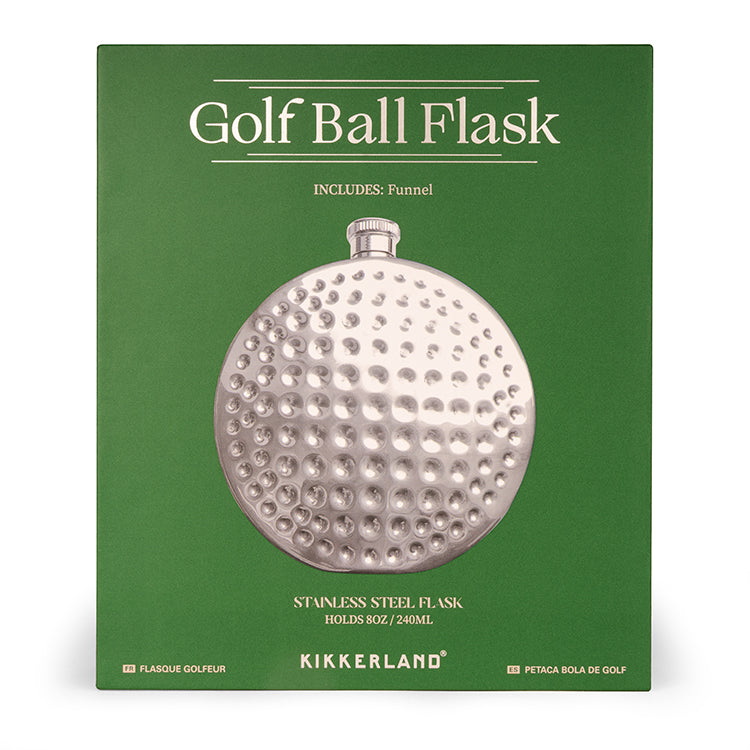 Kikkerland Kitchen Golf Ball Flachmann 8 oz mit Trichter