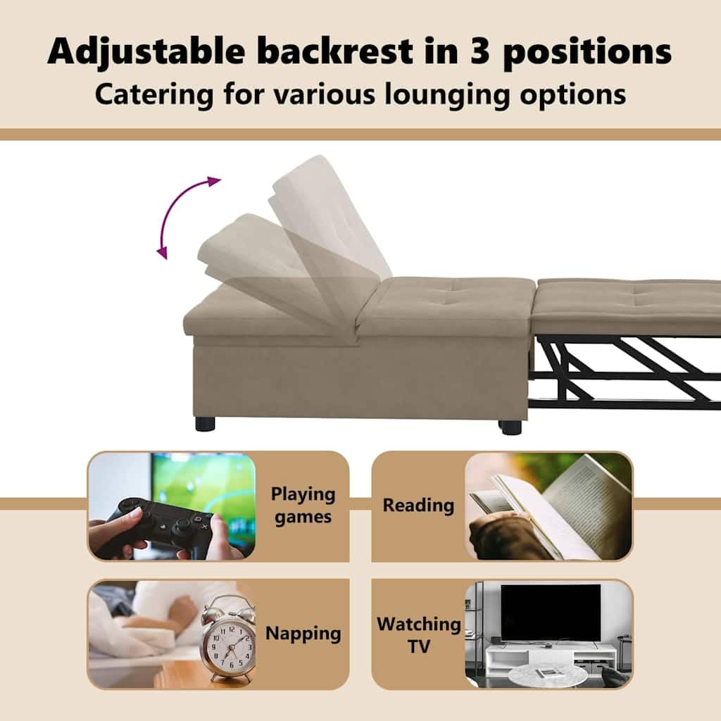 vidaXL Möbel Schlafsofa 194x67x82 Taupe Mikrofaser ausziehbar