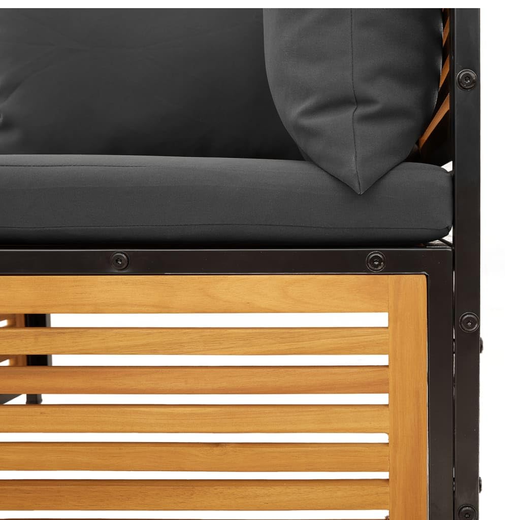 vidaXL Garten-Ecksofa Anthrazit Akazie mit Kissen modular