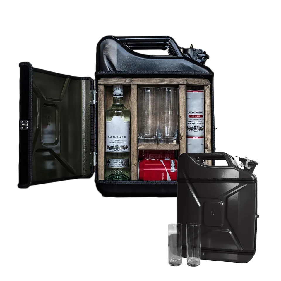 Mikamax Jerrycan Mix Drink 20 l Kanisterbar Schwarz mit Gläsern