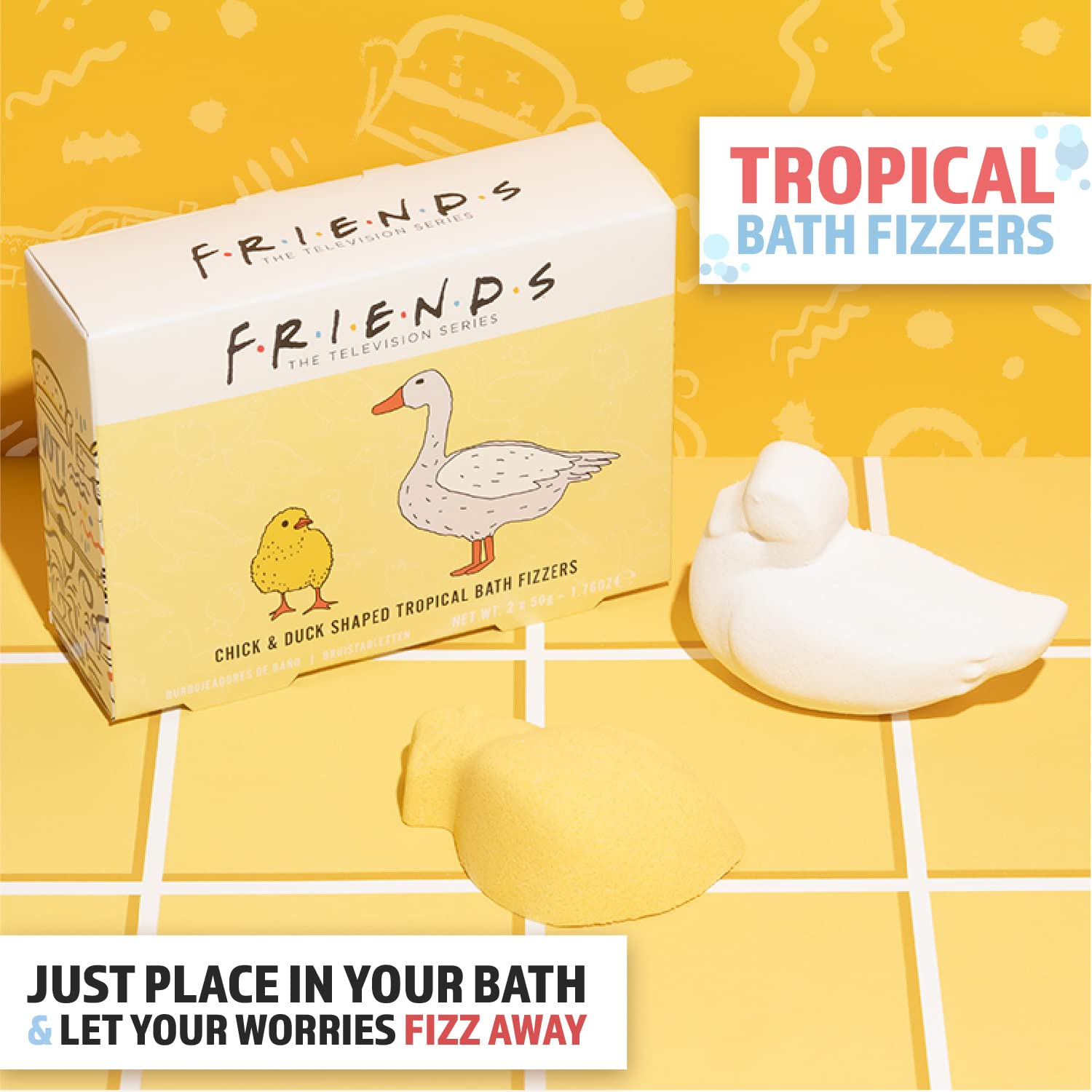 Paladone Friends Badebomben Chick Duck Tropical 2er