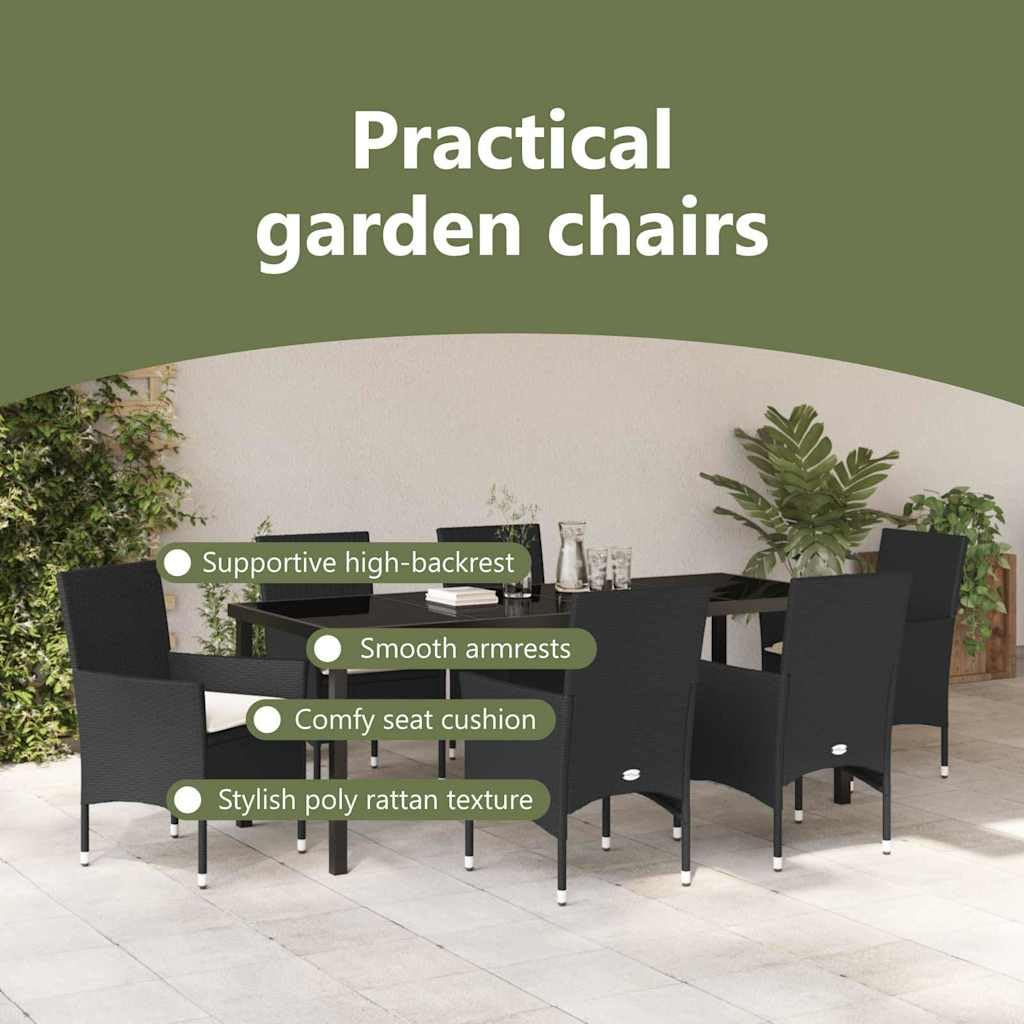 vidaXL Heim & Garten Essgruppe 7-tlg Schwarz Poly-Rattan 200cm