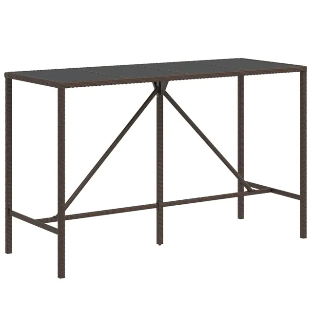 vidaXL Bartisch Braun 180x70x110 cm Poly Rattan Glas
