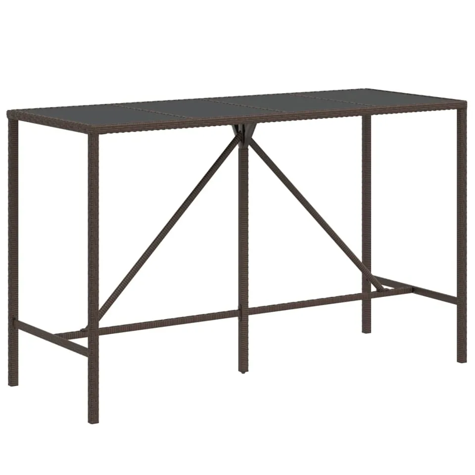 vidaXL Bartisch Braun 180x70x110 cm Poly Rattan Glas