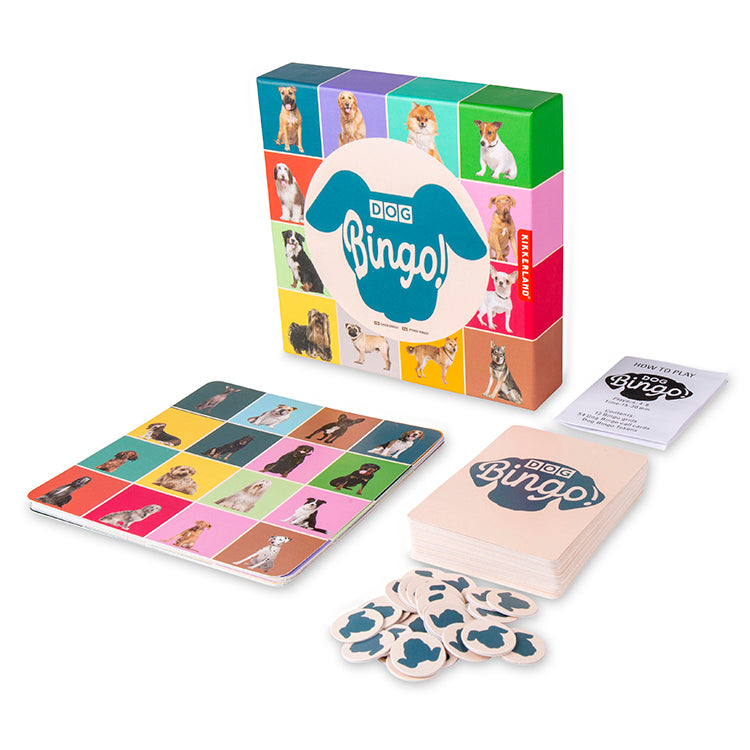 Kikkerland Play Dog Bingo Gesellschaftsspiel 54 Rassen